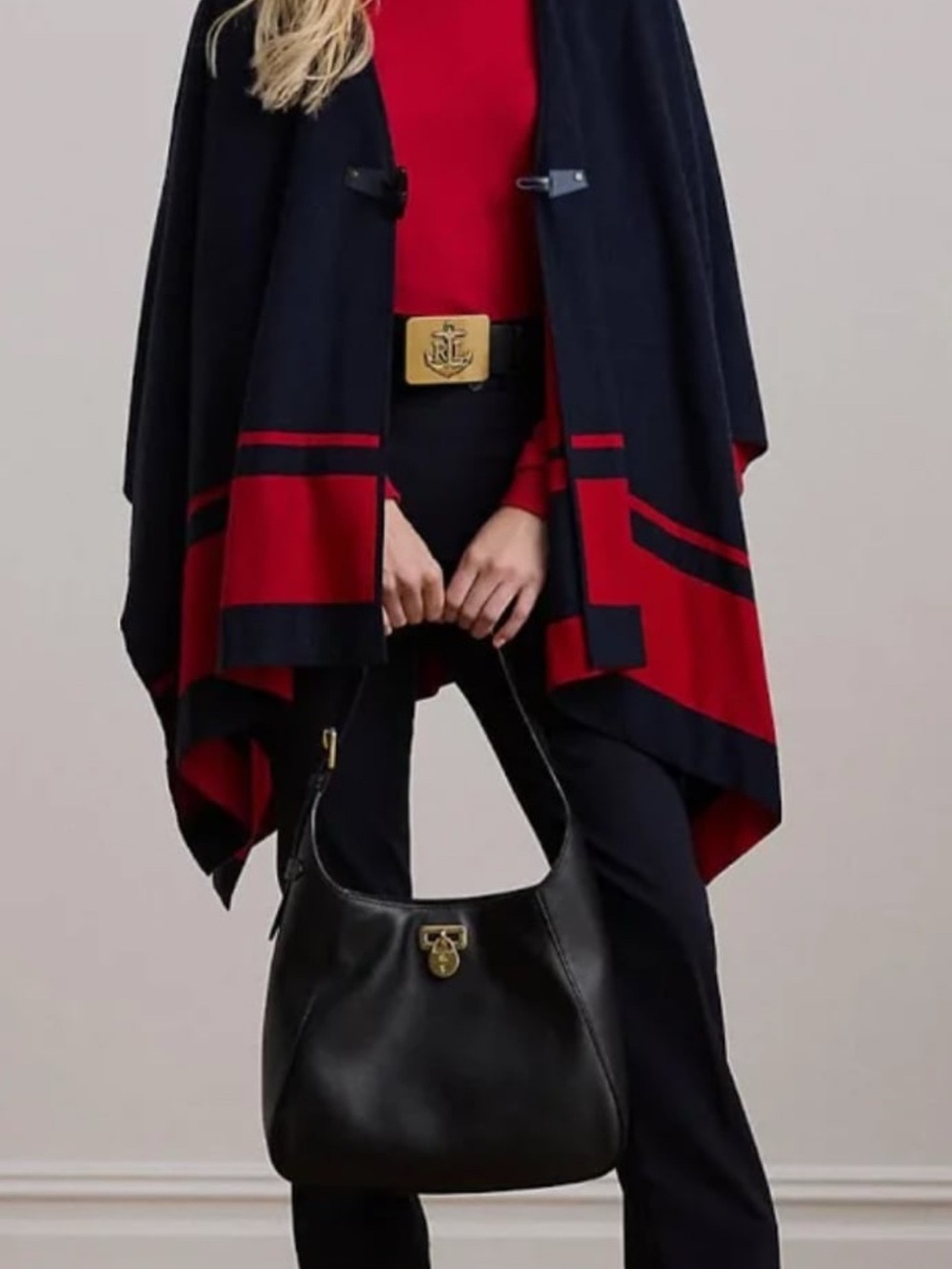 NWT Ralph Lauren Knit Two-Tone Poncho